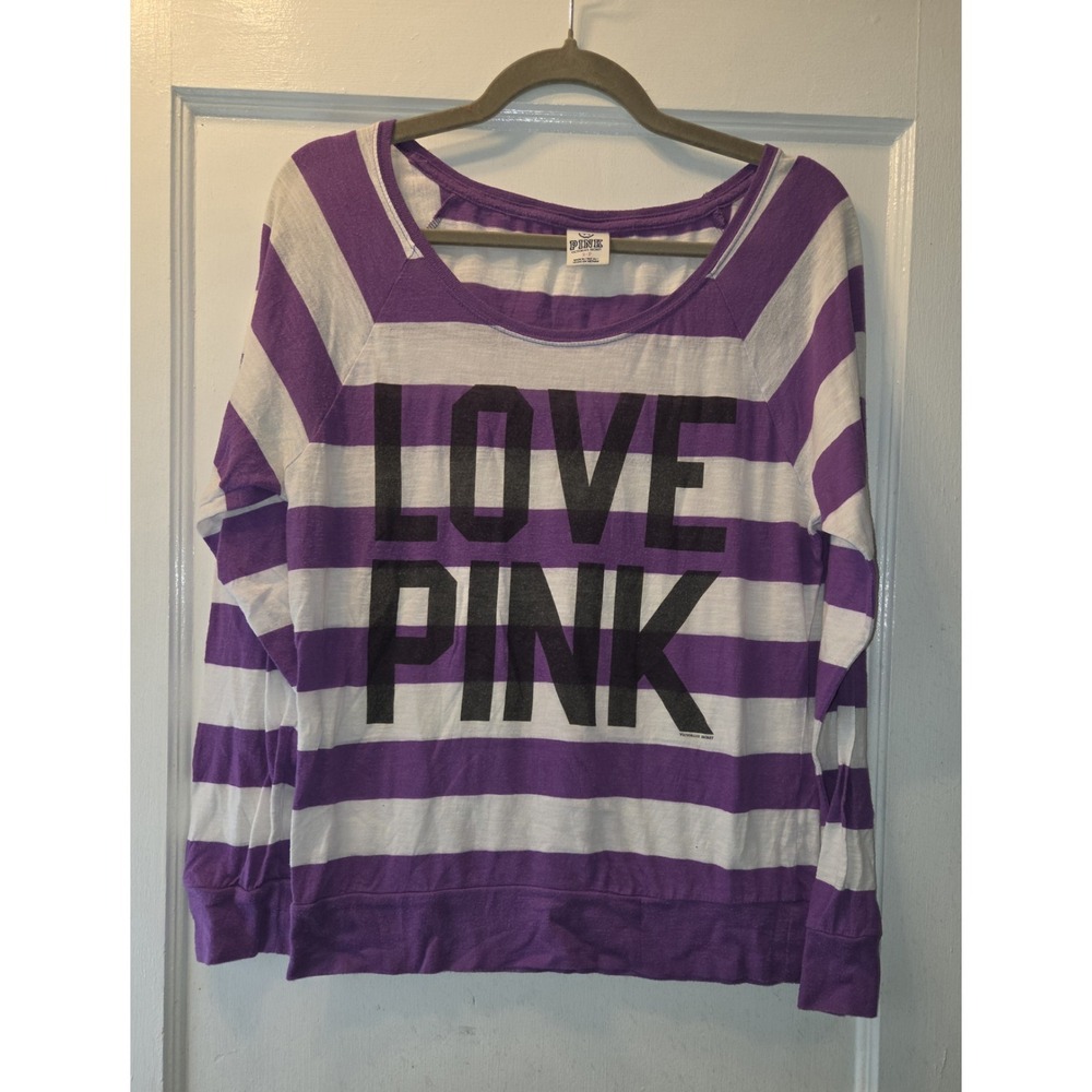 Y2K. Pink By Victoria Secret Long Sleeve Purple Stripe Shirt. Love Pink. S